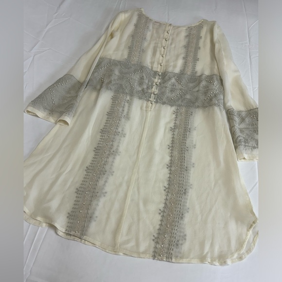 Sundance 100% Silk Beaded & Embroidered Midi Dress Size 10 With Slip Coastal - Picture 9 of 16